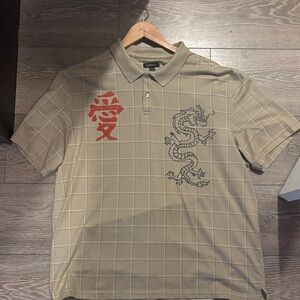Van Heusen Tan Polo with Red Symbol and Black Dragon